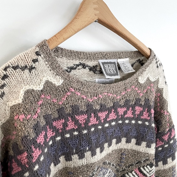 Vintage Sweaters - Vintage mohair blend hand knit sweater